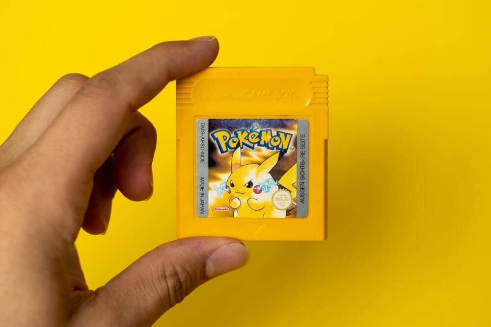 a Gameboy cartridge of Pokémon Yellow