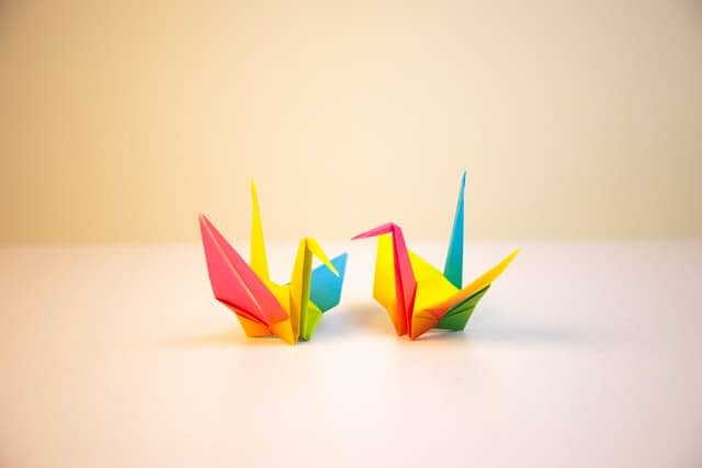 Origami art displayed against a white background.