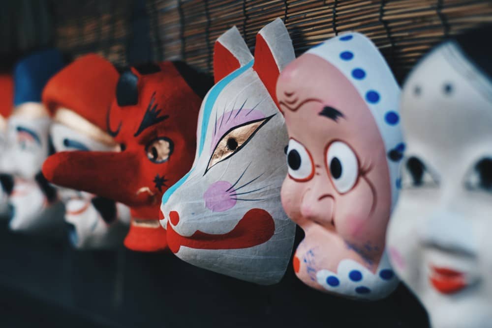 Japanese masks in the Edo period style