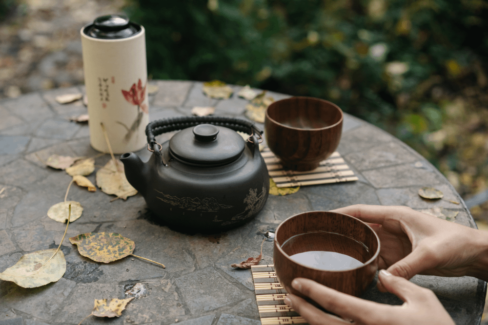 Tea ceremony tea set up
