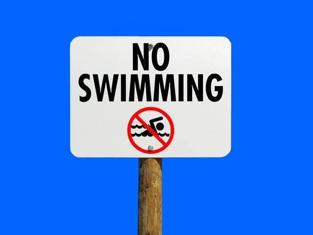 a no swimming sign
