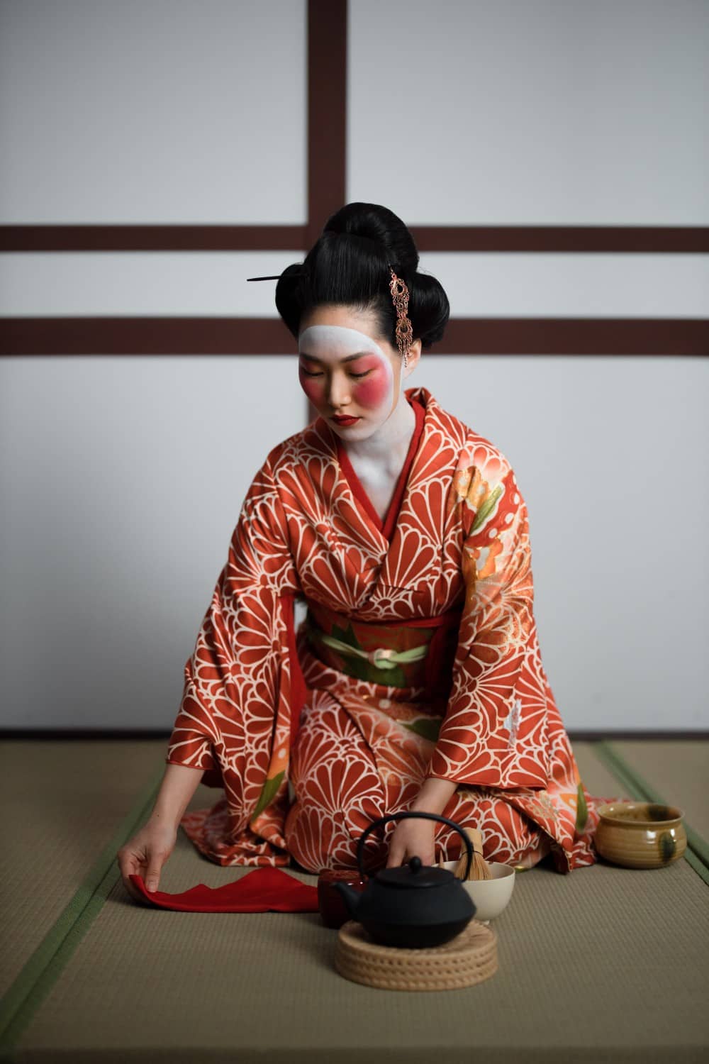 Women wearing a kimono at a traditional Japanese Tea Ceremony 