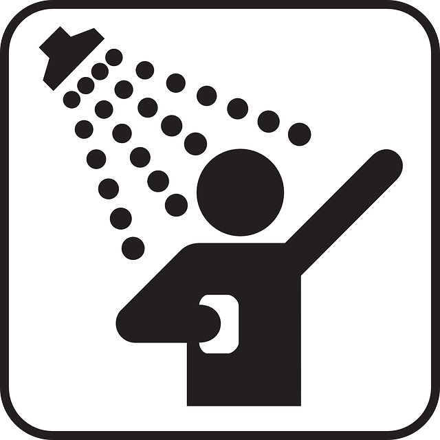 a graphic of someone taking a shower