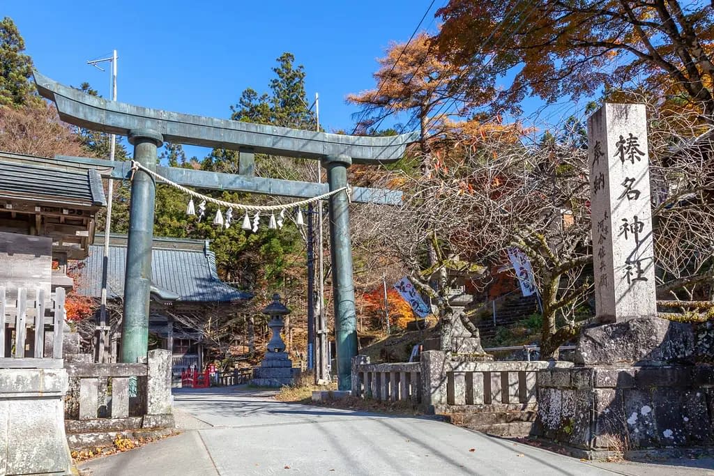 A traditional Japanese shrine entrance in Gunma, Japan