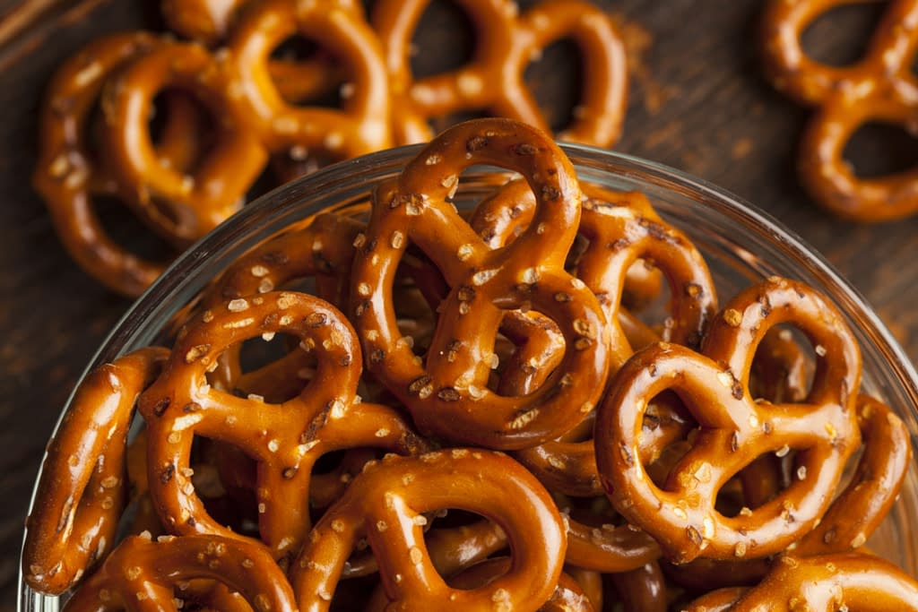Bowl of pretzel snacks