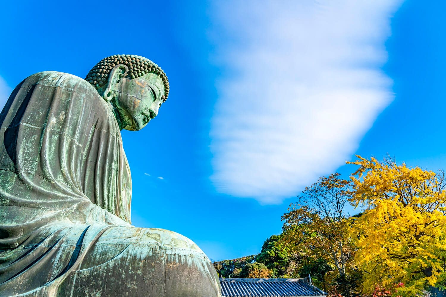 Giant statue of Buddha in autumn