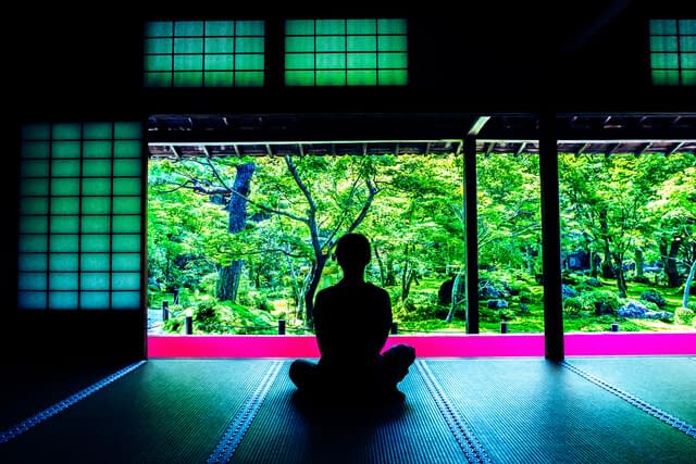 Zazen mediation activities in Japanese summer