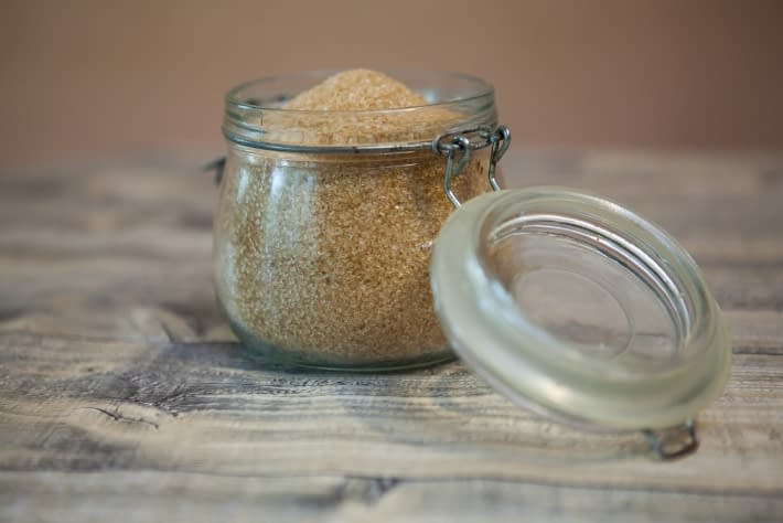 a glass jar of brown sugar