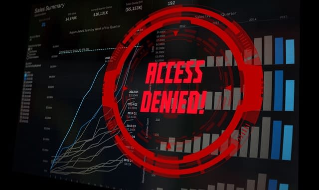 A computer screen that reads “access denied”.