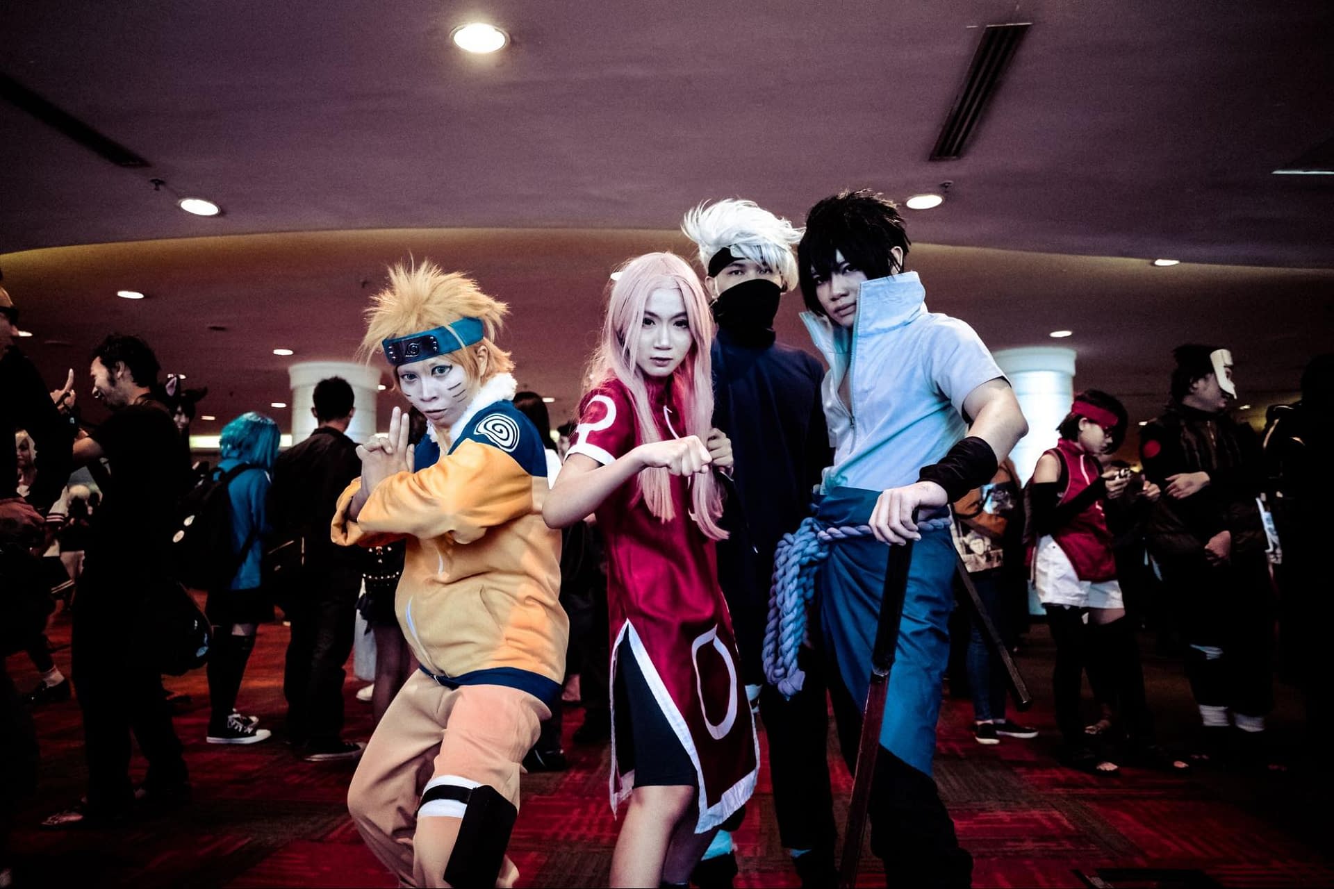People in cosplay at an event