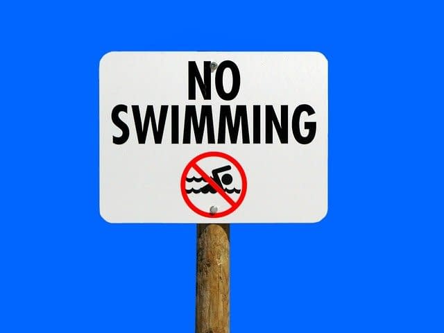 a no swimming sign