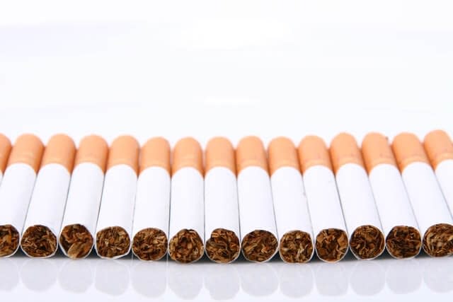 A row of cigarettes on display in The Tobacco and Salt Museum.