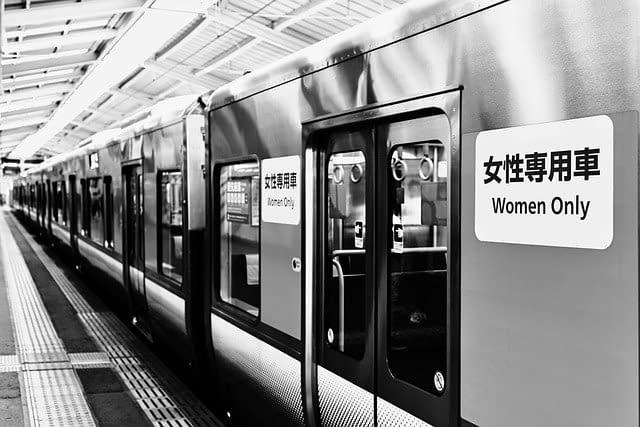 A women only train carriage on a Japanese subway train