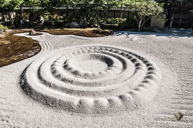 A sand sculpture in the zen garden at Kodai-Ji Temple
