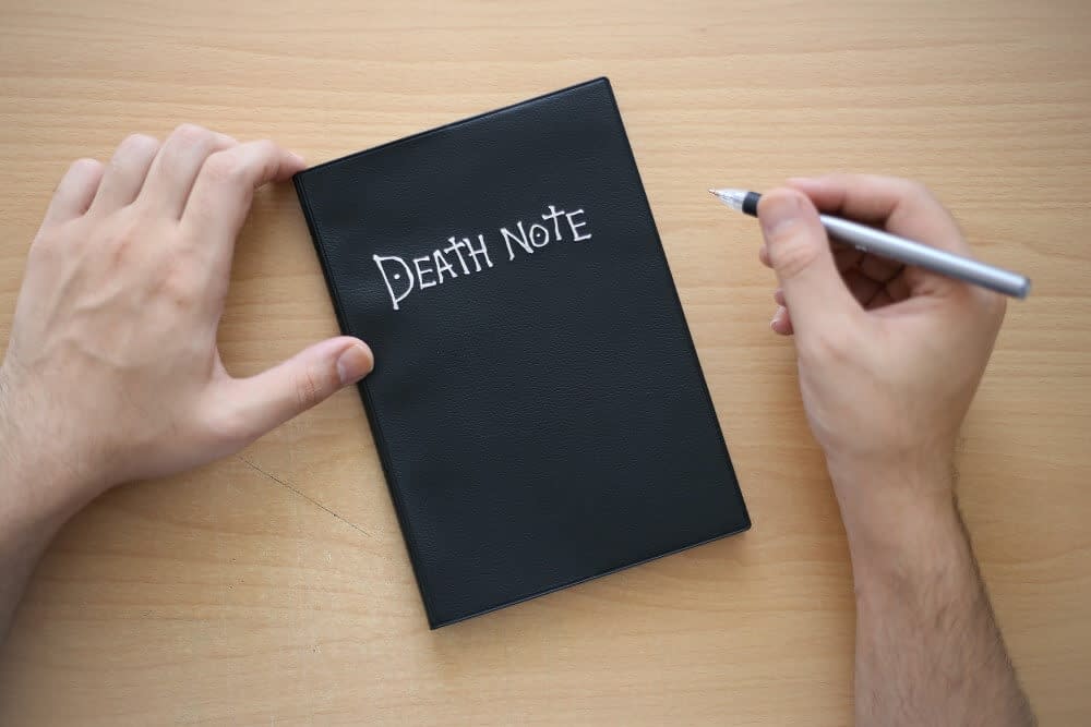 a black book with 'Death Note' written on it