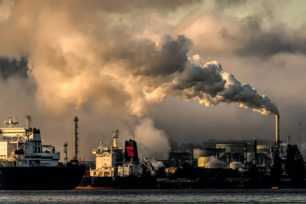 pollution from a ship and factory